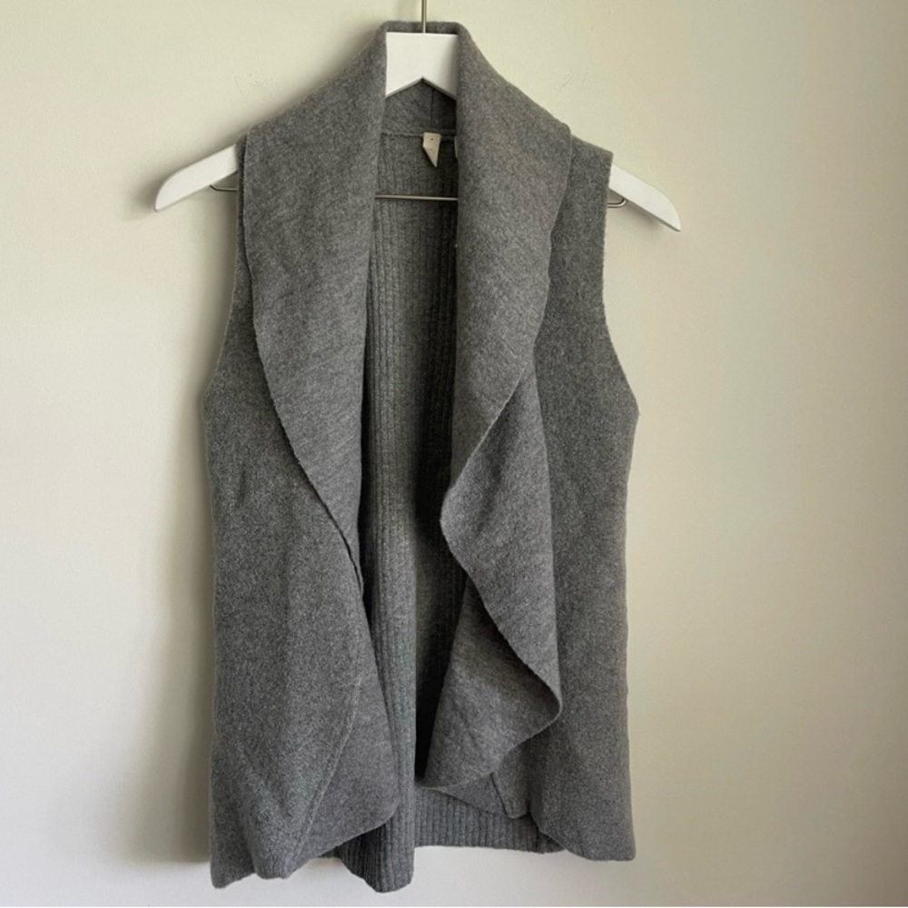 Anthropologie Moth grey wool blend open front vest size XXSP